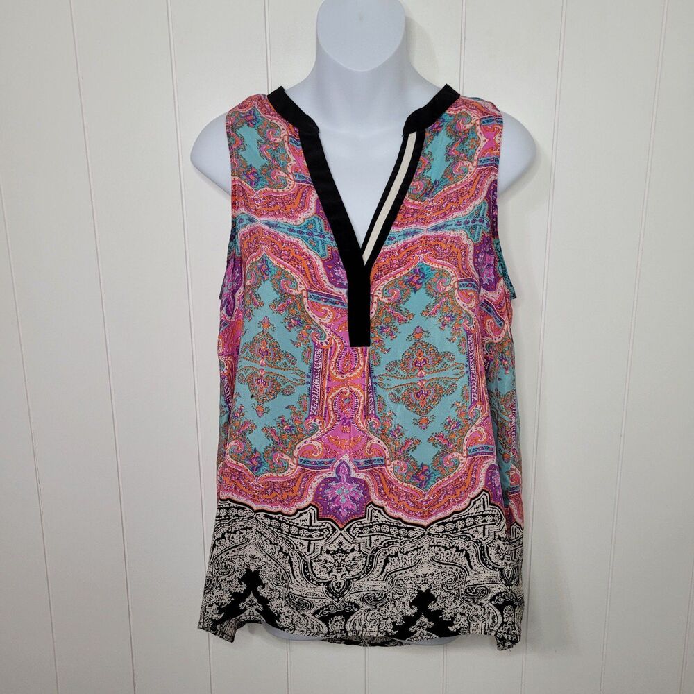 Anthropologie Vanessa Virginia Silk Top Womens Size Medium Sleeveless Boho Artsy